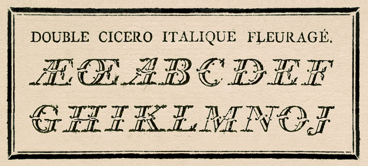 Specimen of Rosart’s Flourished alphabets