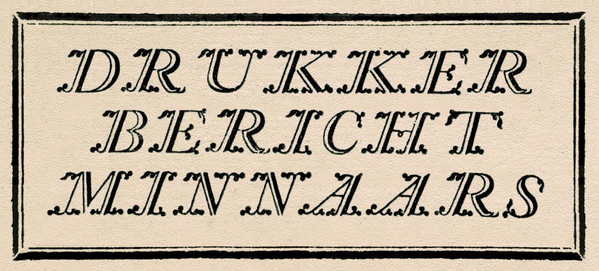 Two-line Small Pica Shaded and ornamented Inclined Capitals, Specimen of Collection Enschedé, 1978